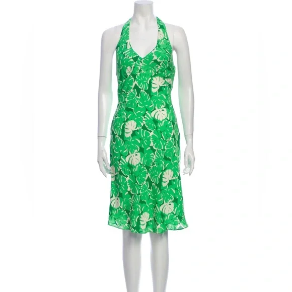 MICHAEL Michael Kors | Dresses | Rareprint Michael Kors Palm Print Dress Mk Halter  Neck 0 Silk | Poshmark